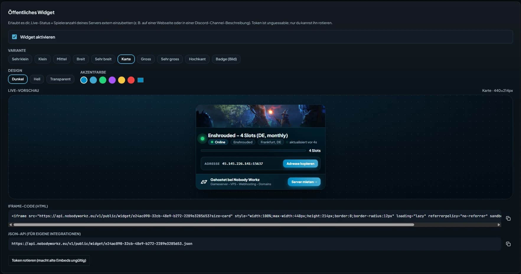 Öffentliches Status-Widget